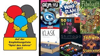 Spiel des Jahres 2017  Empfehlungsliste [upl. by Anolla]