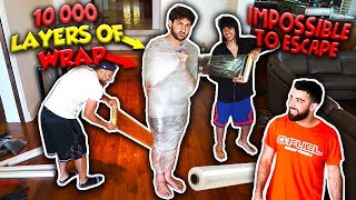 10000 LAYERS OF SARAN WRAP ESCAPE CHALLENGE [upl. by Ramed]