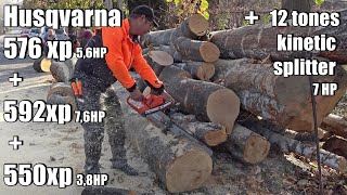 HUSQVARNA 576XP  592XP  550XP  12 tones Kinetic Fire wood log splitter ARTMASH [upl. by Bertila]