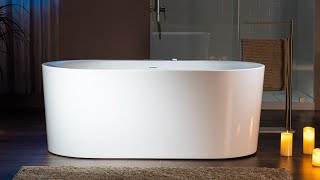 WOODBRIDGE BJ100 59quot Whirlpool Water Jetted and Air Bubble Freestanding Heated Soaking Bathtub [upl. by Larianna898]