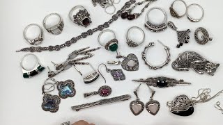 The Best Shopgoodwill 925 Sterling Silver Marcasite Jewelry UnbaggingTotally Worth The Money 002 [upl. by Mur]