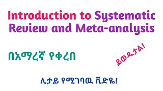 Introduction to Systematic ReviewandMeta Analyses in Amharic Speech Helpful [upl. by Ecnaralc]