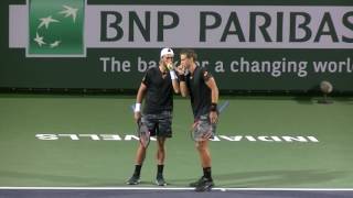 PospisilJohnson vs KubotMelo super tiebreaker at Indian Wells 2017 [upl. by Godding]