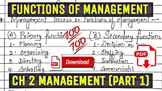 Functions of Management  Ch 2 Management Process Part 1  RBSE Class 12 Business Studies [upl. by Fotzsyzrk]