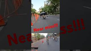 Near crash at New Haven Grand Prix cycling cyclinglife bicycle crash newhavenct racing [upl. by Mendelsohn]