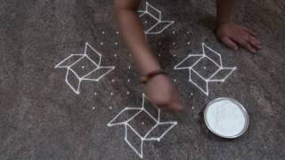 Simple And Easy Rangoli Design Simple Chukki Rangoli with 11 Dots [upl. by Eilah]