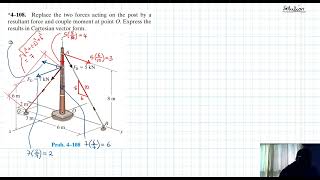 4–108 Force System Resultants Chapter 4 Hibbeler Statics Benam Academy [upl. by Sibelle]