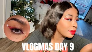 VLOGMAS DAY 9 Recreating Viral Christmas MakeUp Look [upl. by Hadnama]