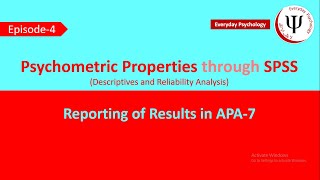 Psychometric Properties through SPSS and APA 7th Results Reporting [upl. by Shiller438]