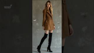 2024 Autumn fall street fashions  suede jacket amp kneehigh boots styles outfits [upl. by Blain]