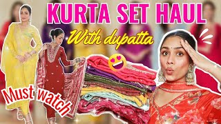 HUGE Trendy Kurta Set Haul 💕 Fashor kurta set  Wedding outfit ideas  New suit set with dupatta [upl. by Adnoved738]