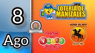 Resultados de las LOTERIAS VALLE MANIZALES Y META del Jueves 8 de Agosto del 2024 [upl. by Aliwt]