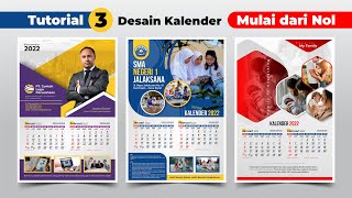 LENGKAP amp DETAIL  Tutorial Membuat 3 BUAH Desain Kalender Dinding 2022  CorelDRAW EdukasiGrafis [upl. by Kuo]