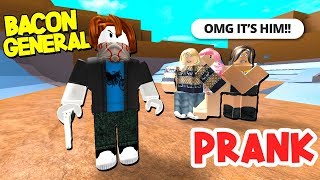 Trolling ROBLOX as The BACON GENERAL The Last Guest PRANK [upl. by Louanne71]