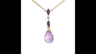 18ct Gold Amethyst and Diamond Pendant Necklace [upl. by Enom181]