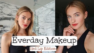 Everyday Makeup Tutorial  Red Lips Model Makeup amp Simple Looks  Sanne Vloet [upl. by Karab964]