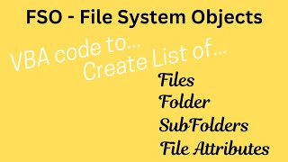 Excel VBA  File System Objects  FSO  FileSystemObjects  MISSupportJunction [upl. by Eiramanna]