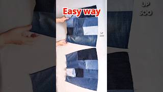 How to make a patchwork skirt from old jeans easy reuse ideas shorts jeans sewinghacks diy [upl. by Rainah694]