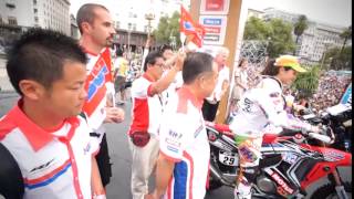 Dakar Rally 2015 Team HRC Scrutineering and ceremonial podium [upl. by Karmen]