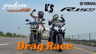 Bajaj Pulsar NS200 BS7 2024 Digital Meter VS Yamaha R15M  Drag Race 😱 Full Throttle [upl. by Eugeniusz]