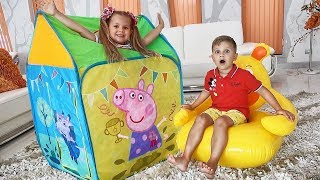 Diana and Roma play with Peppa Pig toy tent [upl. by Bell708]