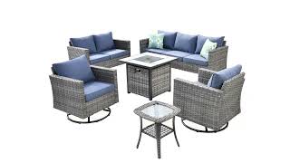 Ovios Vultros 6Piece Set With Swivel Chair Lover seat and Fire Pit Table installation video [upl. by Anatnahs]