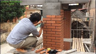 Technique Of Installing Each Traditional Terracotta Bricks On The Gate Column Beautiful Easily [upl. by Floridia]