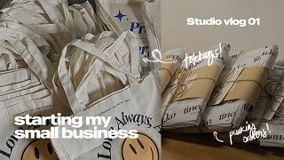 studio vlog 01  starting my small totebag business Pack orders with me  PH 🧸 [upl. by Pressman457]