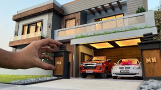 30” Modern Luxury House Architectural Model  2 Car Space  Miniature Diorama Home with Mini Cars [upl. by Dowzall]