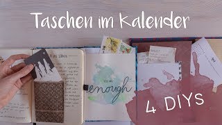 4 DIY Taschen für deinen Kalender  Fächer für Notizen im Bullet Journal [upl. by Kruger644]