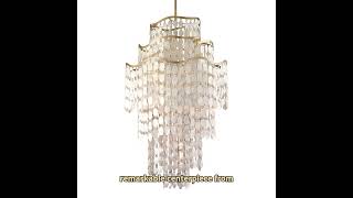 19Light Dolce Chandelier with Crystal and Capiz Shell Elements in Champagne Leaf Finish [upl. by Yadrahc]