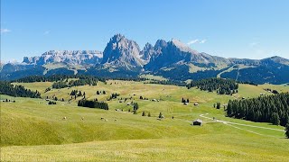 Italy Ortisei  Seiser AlmAlpe di Siusi up to 2000m alpine meadows with walking trails [upl. by Tabbie276]