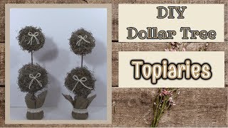 DIY EASY Dollar Tree TOPIARIES  DOLLAR TREE DIY  FARMHOUSE [upl. by Oyr]