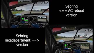 Sebring track MODS versions RaceDepartment vs AC Reboot Project [upl. by Zoeller324]