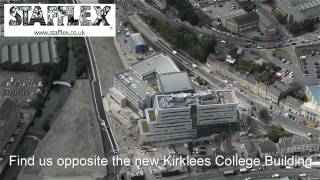 Kirklees College Huddersfield  HD Aerial View sponsored by Stafflex Recruitment [upl. by Retxab321]