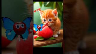 Cute Cat And Apple Cartoon  Cartoon shorts cute ytshorts [upl. by Noiroc]