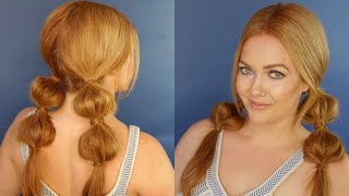 Bubble Braid Pigtails Hair Tutorial  How To Use Hair Extensions In Double Ponytails  Braids [upl. by Alansen353]