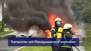 Kleintransporter explodiert Feuerwehr und Anwohner im Videointerview [upl. by Grewitz259]