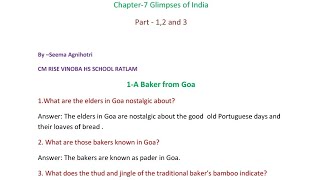 Chapter 7 Glimpse of India Class 10th EnglishPart12and 3very short answers from Question Bank [upl. by Ainevul293]