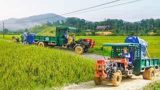 Use Truck To Transport Rice Threshing Machine  Transport Many Heavy Bags Of Rice To Villagers [upl. by Corvin]