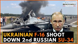 Ukrainian F16 Fighter Jet TAKES DOWN Russian Su34 in Sky Battle  Military News Hub [upl. by Rizika]