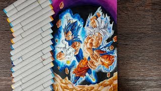 Drawing Goku Mastered Ultra Instinct and Vegeta Super Saiyan Blue Evolution [upl. by Imuy]