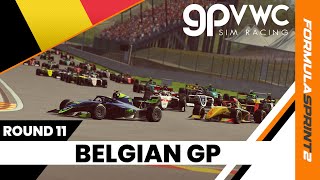 2022 Formula Sprint 2 Belgian Grand Prix  ROUND 11  GPVWC Sim Racing [upl. by Middleton]