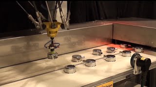 Robotic Pick and Place at 182 Partsminute  FANUC’s M2iA Delta Robot Picks Breather Caps [upl. by Nehemiah]