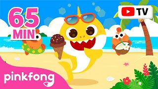 TV for Kids 🏖️ Summer Fun with Baby Shark  Summer Remix  Pinkfong Songs for Kids [upl. by Nauqahs]