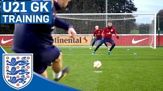 Double Goalkeeper Test  England U21  Inside Training [upl. by Reiche281]