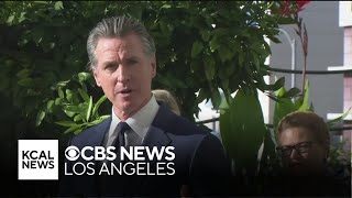 Gov Gavin Newsom sues Norwalk over homeless shelter ban [upl. by Ocnarf]