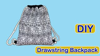 How To Make Backpack Drawstring Bag  Easy Sewing Tutorials – DIY Drawstring Backpack Bag – Handmade [upl. by Nnaylloh]