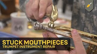 How to fix a stuck trumpet mouthpiece  Instrument Repair at Home [upl. by Tlevesoor490]