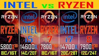 RYZEN 7 5800X3D vs INTEL i5 14600K vs RYZEN 7 7800X3D vs INTEL i7 14700K vs RYZEN 9 7900X3D [upl. by Gilles528]